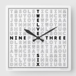 Word Search Clock mit herunterladbarem Puzzle (sch Quadratische Wanduhr