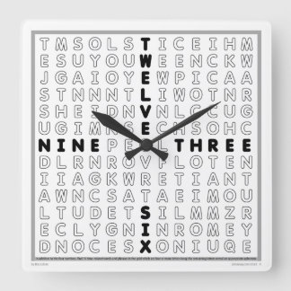 Word Search Clock mit herunterladbarem Puzzle (sch Quadratische Wanduhr