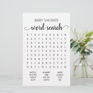 Word Search Game Baby Shooting Party