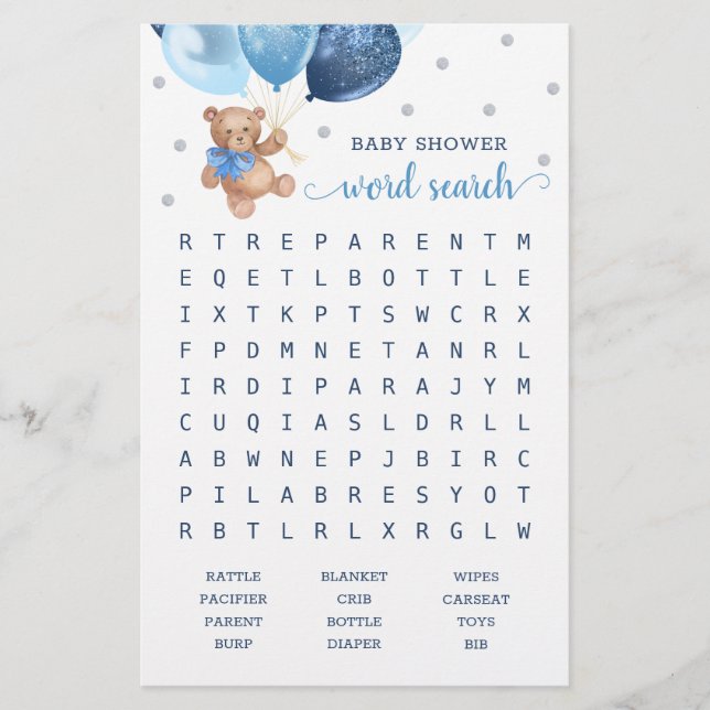 Word Search Game Baby Shooting Teddy Bear (Vorderseite)