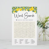 Word Search Game Lemon Brautparty Card (Stehend Vorderseite)