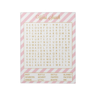 Word Search Pink Baby Shower Game 40 Blätter Notizblock