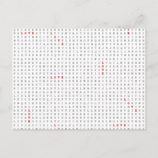 Word Search Puzzle LIEBE Graphic Postkarte (Vorderseite)