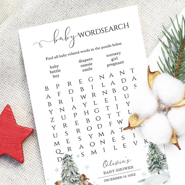 Word Search Winter Woodland Baby Showspiel (Von Creator hochgeladen)