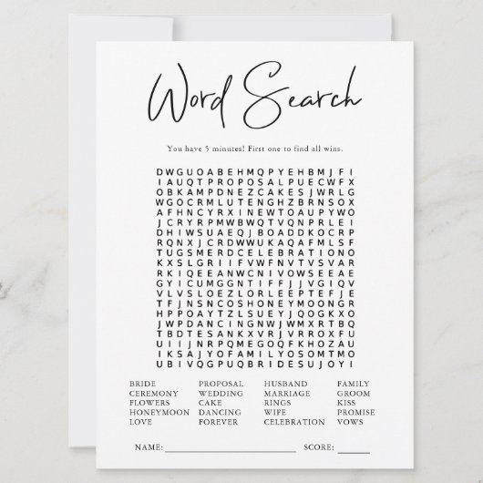 Word-Suche | Brautparty Game (Vorderseite)