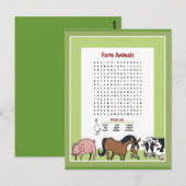 Word-Suche für Landtiere Postkarte (Vorne/Hinten)