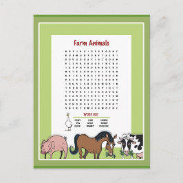 Word-Suche für Landtiere Postkarte