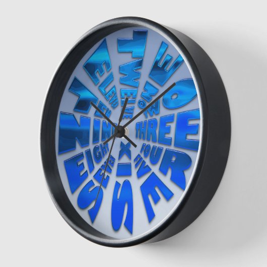 Word Time Clock Blau Wanduhr (Winkel)