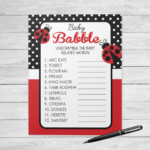 Word Uncramble Ladybug Baby Shower Game Pack Notizblock