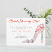 WordArt Stiletto Shoe Red Brautparty by Mail Einladung (Stehend Vorderseite)