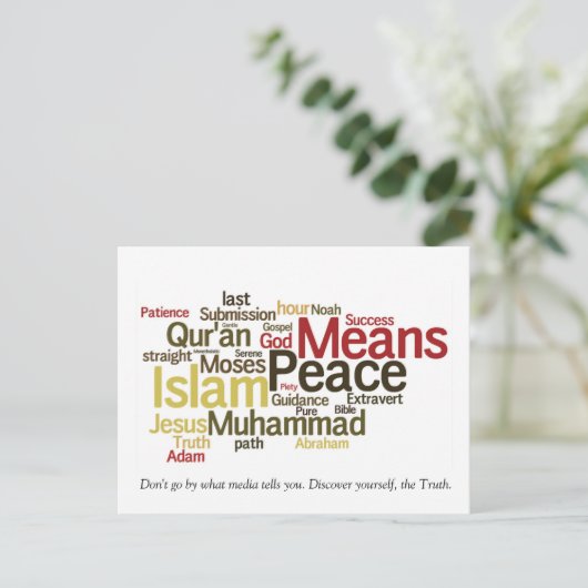 wordle-islam dawah postcard postkarte (Stehend Vorderseite)