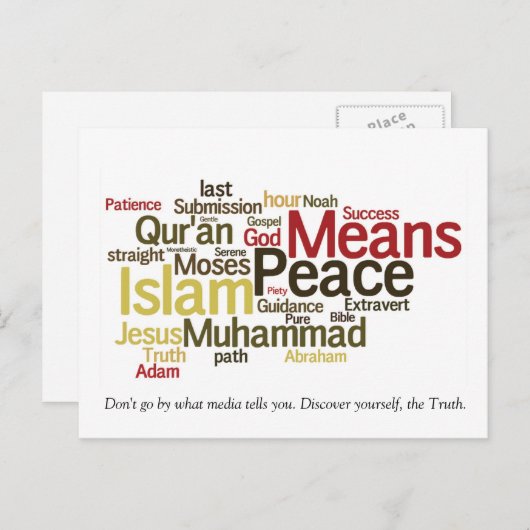 wordle-islam dawah postcard postkarte (Vorne/Hinten)
