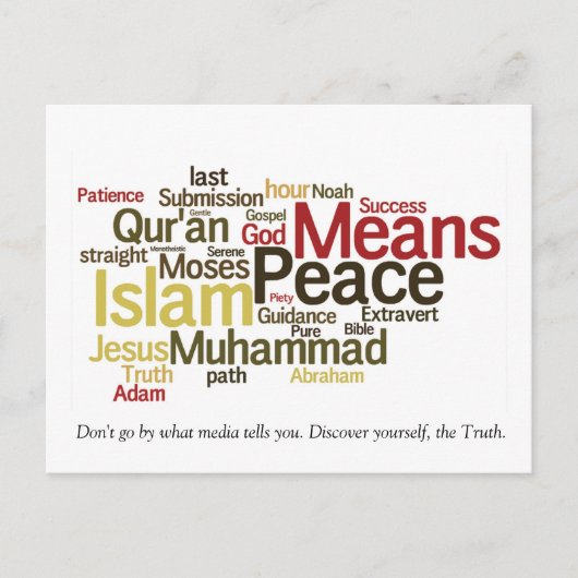 wordle-islam dawah postcard postkarte (Vorderseite)