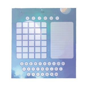 Wordle-Notizblock - Blaues Wasserfarbdruckpapier Notizblock