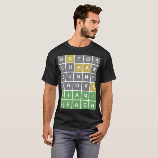 Wordle Puzzle "Miami Beach"  T-Shirt (Vorne ganz)
