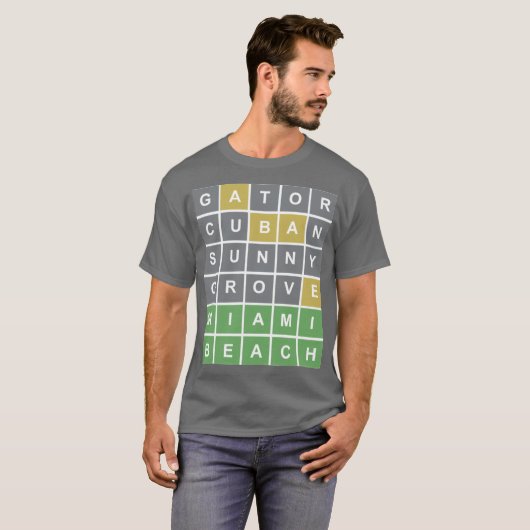 Wordle Puzzle "Miami Beach" T - Shirt (Vorne ganz)