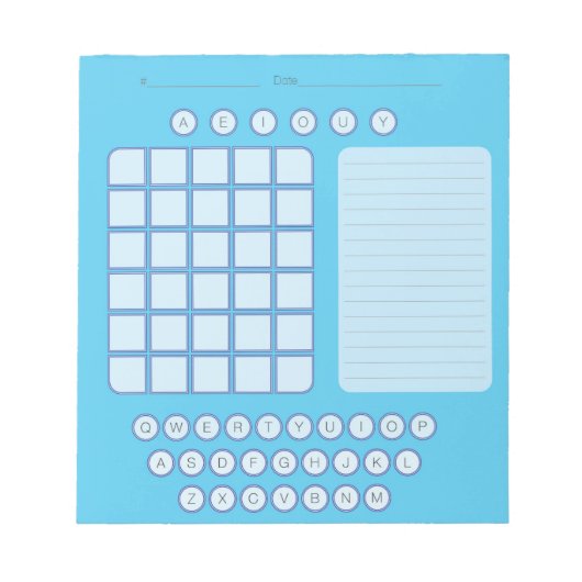 Wordle Scratch Pad Notepad - Blau Notizblock (Vorderseite)