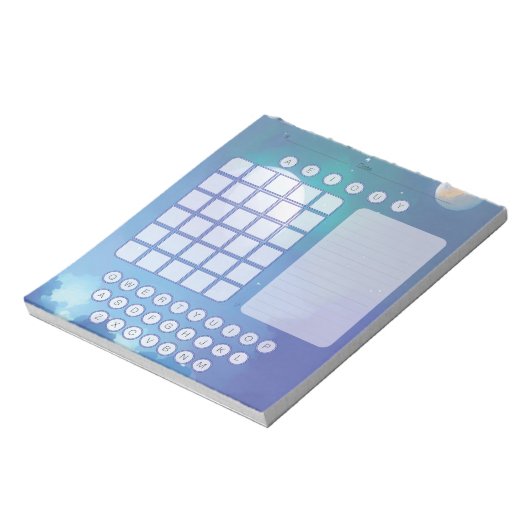 Wordle Scratch Pad Notepad - Leerzeichen blau Notizblock (Rotiert)