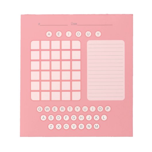 Wordle Scratch Pad Notepad - Rosa Notizblock (Vorderseite)