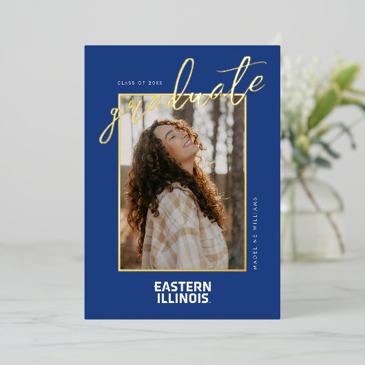 Wordmark-Logo der Universität Ost-Illinois Folieneinladung (Stehend vorne)