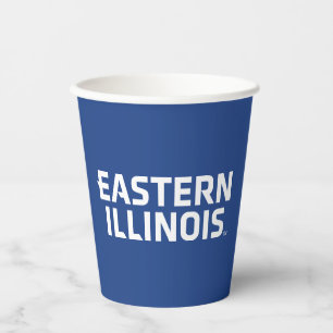 Wordmark-Logo der Universität Ost-Illinois Pappbecher