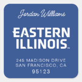 Wordmark-Logo der Universität Ost-Illinois Quadratischer Aufkleber (Vorderseite)