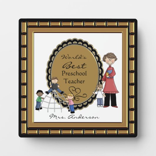 Word's Best Daycare Preschool Teacher Plaque Fotoplatte (Vorderseite)