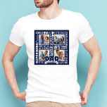 Words For #1 Dad Father's Day Photo Collage Navy  T-Shirt<br><div class="desc">Celebrate your special and wonderful father in your life with our memorable and unique words for dad, father's day t-shirt. The design features a collage of different words for dad combined with a four photo layout to display your own special family photos. Navy background with the words displayed in fun...</div>