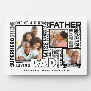 Words For #1 Dad Father's Day Photo Collage White Fotoplatte