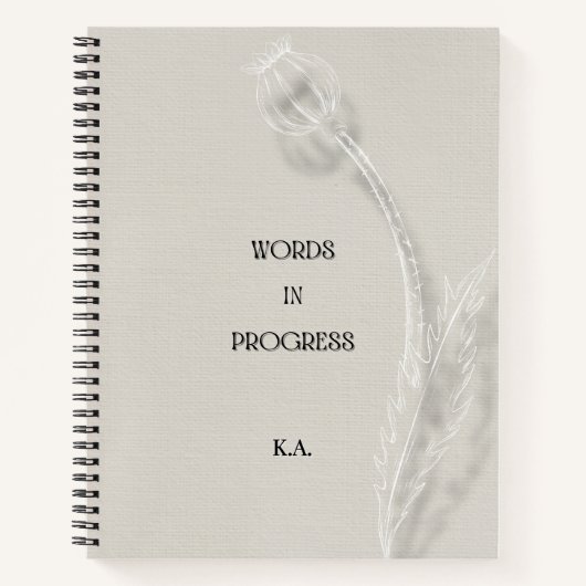 Words in Progress Minimalist Writing Notebook Notizblock (Vorderseite)