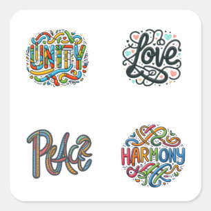 Words Interwoven Doodle Script 4 Pack Stickers