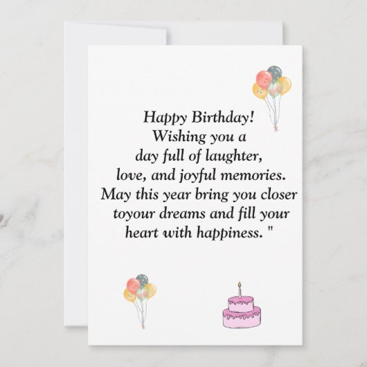 Words of congratulations for the happy birthday o Einladung (Vorderseite)