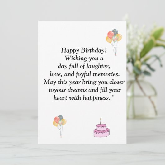 Words of congratulations for the happy birthday o Einladung (Stehend Vorderseite)