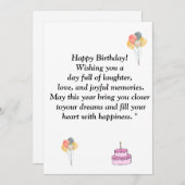 Words of congratulations for the happy birthday o Einladung (Vorne/Hinten)