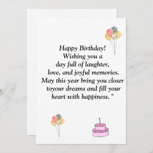  Words of congratulations for the happy birthday o Einladung (Vorne/Hinten)