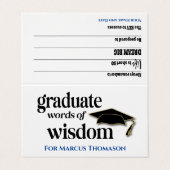 Words of Wisdom Advice Card For Graduation Visitenkarten (Außenseite Aufgefaltet)