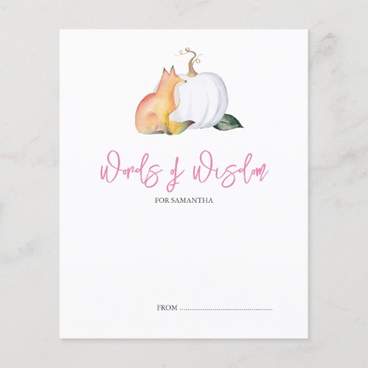 Words of Wisdom Advice Fall Pumpkin Fox (Vorderseite)