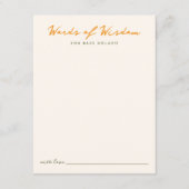 Words of Wisdom Baby Shower Advice Game Card Mitteilungskarte (Vorderseite)