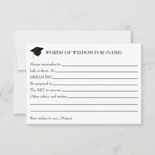 Words of Wisdom for the Graduate - Party card Karte (Vorderseite)