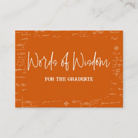 Words of Wisdom Orange Math Graduation Advice Begleitkarte (Vorderseite)