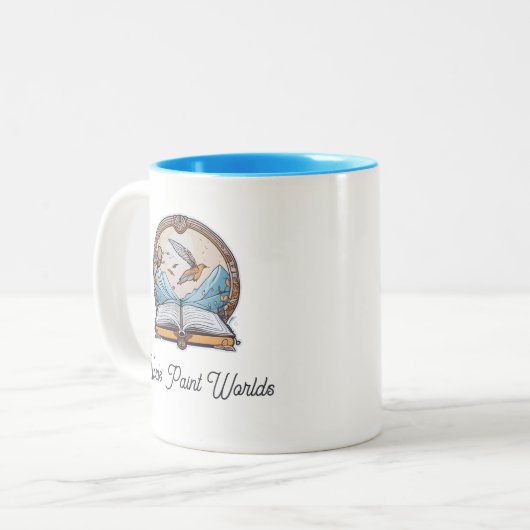 Words Paint Worlds-Tasse Zweifarbige Tasse (Vorderseite Links)