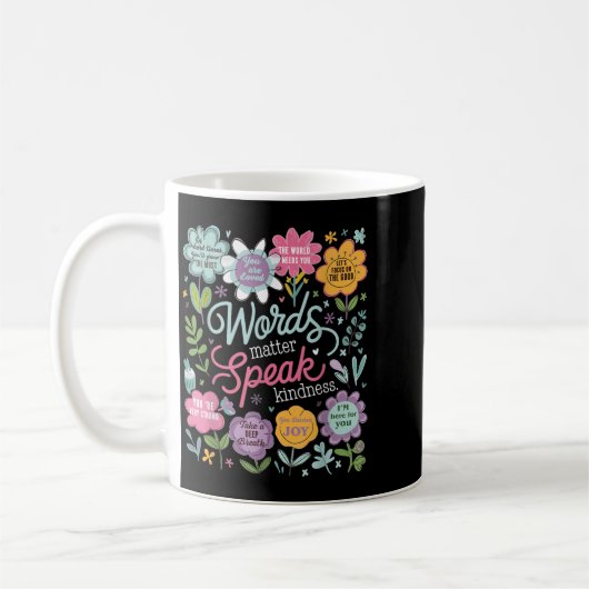 Words Speak Kindness Insrational Floral Sitive  Kaffeetasse (Links)