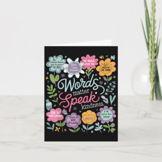 Words Speak Kindness Insrational Floral Sitive  Karte (Vorderseite)
