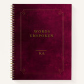 Words Unspoken Notebook – Maroon Gold Leather Look Notizblock (Vorderseite)