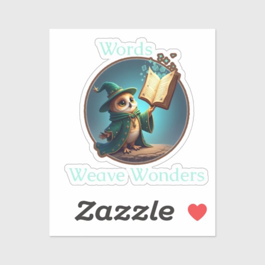 Words Weave Wonders - Wizard Owl Sticker (Blatt)