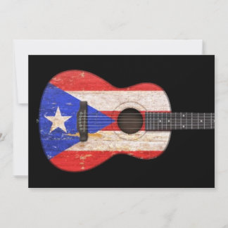 Worin Puerto Rico Flag Acoustic Guitar, schwarz