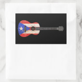 Worin Puerto Rico Flag Acoustic Guitar, schwarz Rechteckiger Aufkleber (Tasche)