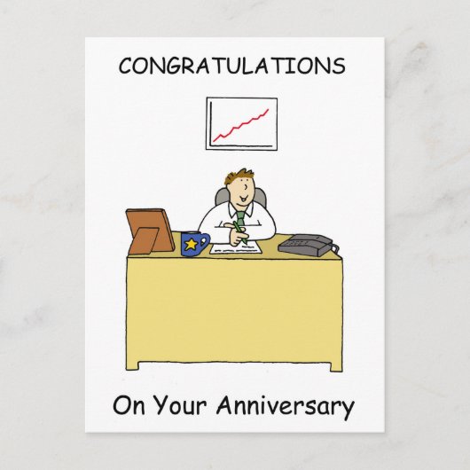Work Anniversary Congratulations for Male Postkarte (Vorderseite)