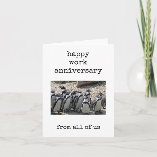 Work Anniversary, Penguin Theme, From All of Us Karte (Vorderseite)
