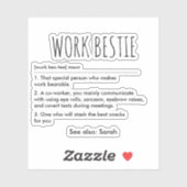 Work Bestie Definition Funny Individuelle Name Aufkleber (Blatt)
